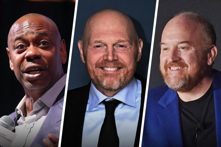 From left, Dave Chappelle, Bill Burr and Louis CK.