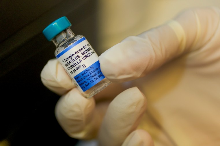 Vial of MMR vaccine.