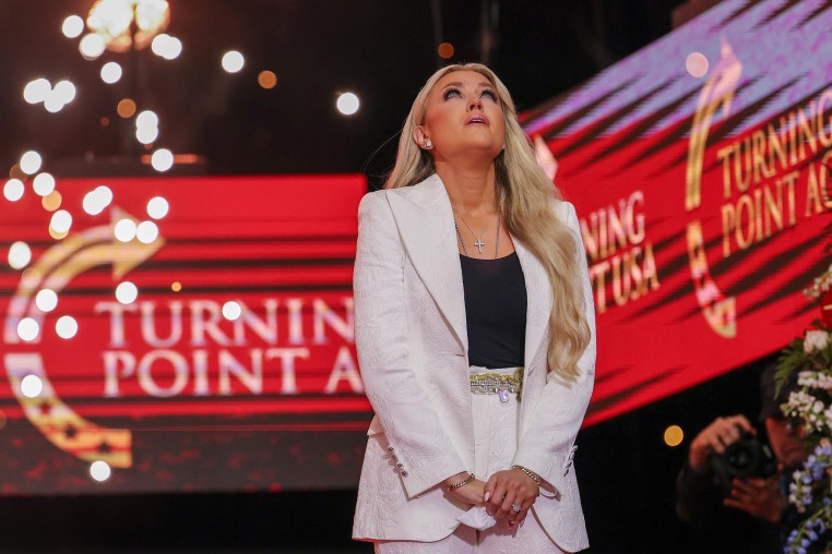 Erika Kirk during the memorial service