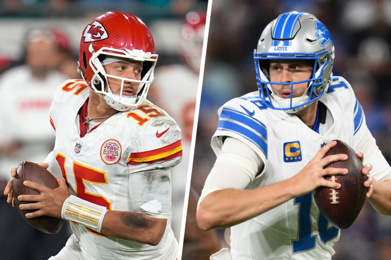 Patrick Mahomes, Jared Goff chiefs lions nfl football