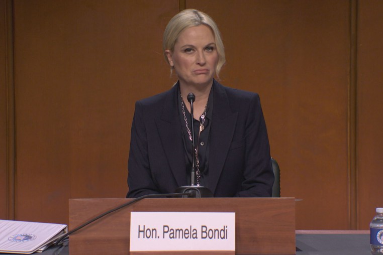 Amy Poehler plays Attorney General Pam Bondi during the opening skit of "Saturday Night Live" on Saturday.