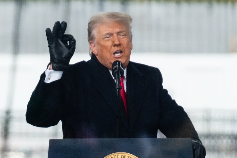 U.S. President Donald Trump speaks during a "Save America Rally" near the White House.