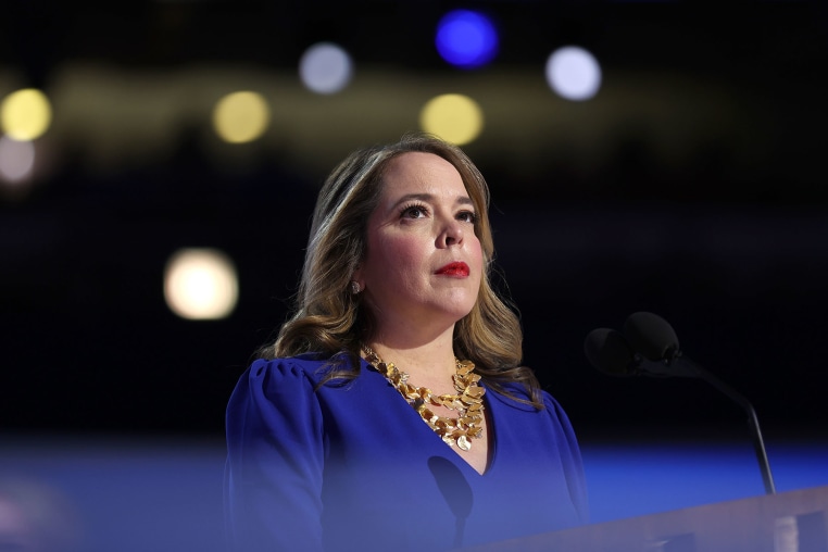 Olivia Troye, former National Security advisor to former Vice President Mike Pence, speaks at the Democratic National Convention on Aug. 21, 2024 in Chicago.