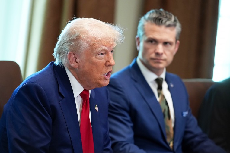 U.S. Defense Secretary Pete Hegseth and President Donald Trump.