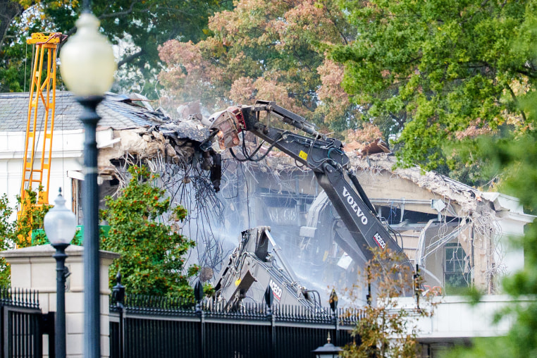 Demolition of a section of the East Wing of the White House.