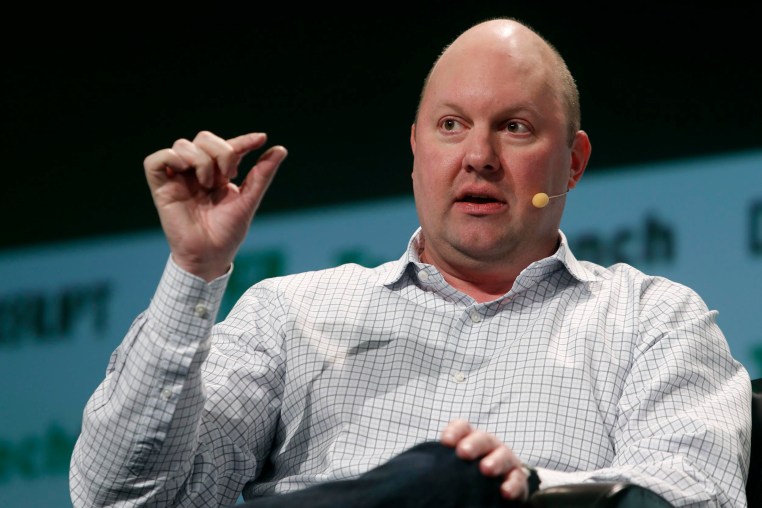 Venture capitalist Marc Andreesseen speaks at the TechCrunch Disrupt conference in San Francisco, Calif. on Tuesday, Sept. 13, 2016. 