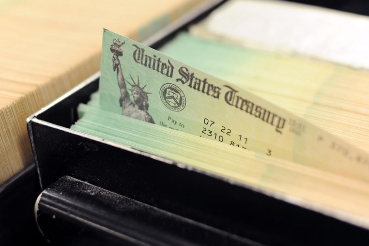 Social Security checks at the U.S. Treasury printing facility in Philadelphia.