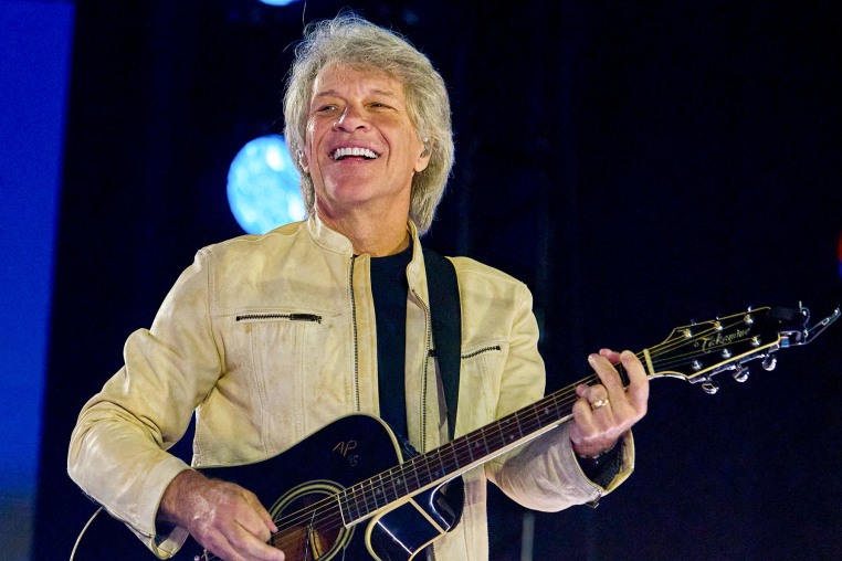 Jon Bon Jovi performs at a rally featuring Minnesota Gov. Tim Walz in downtown Detroit, Michigan on Nov. 4, 2024.