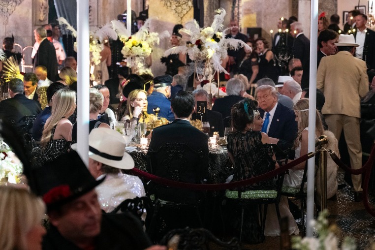 US President Donald Trump at a Halloween party at his Mar-a-Lago residence.