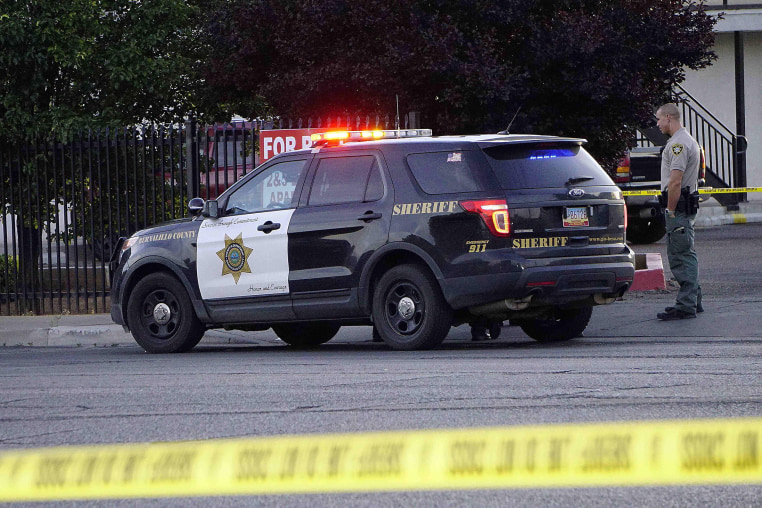 A Bernalillo County Sheriff deputies investigate after an overnight shooting  involving a deputy  at an apartment complex in Albuquerque, N.M in 2017.