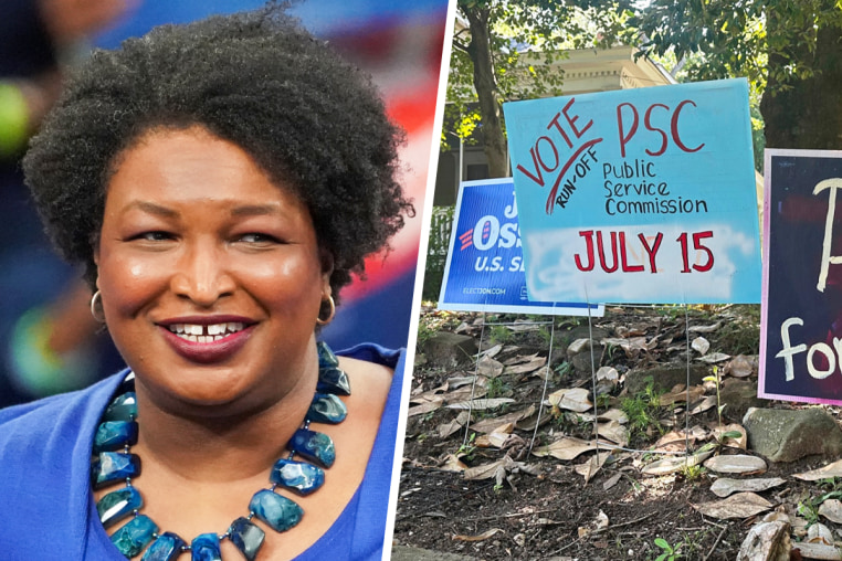 Stacey Abrams; Signs supporting Peter Hubbard in Atlanta.