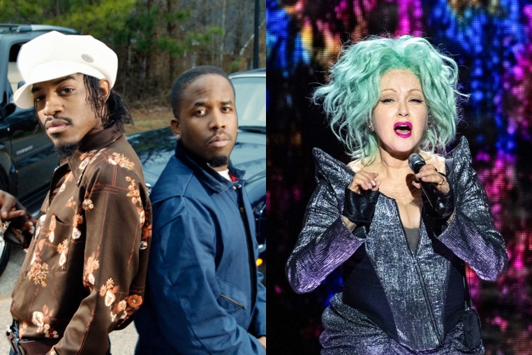 A split composite of Outkast and Cyndi Lauper