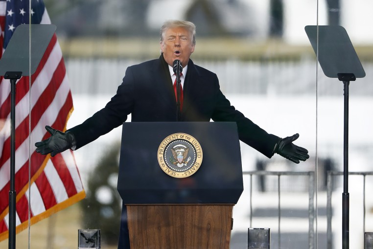 Donald Trump speaks during a "Save America Rally" on Jan. 6, 2021 near the White House.