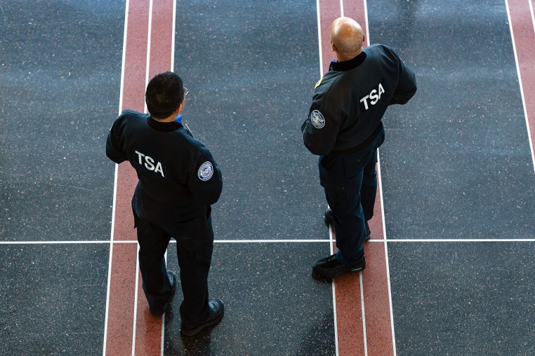 Transportation Security Administration (TSA) agents at Ronald Reagan Washington National Airport (DCA).