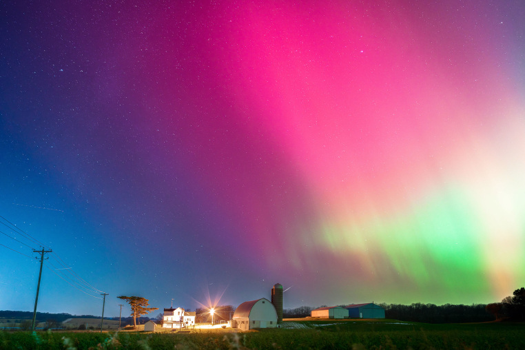 Solar Storm Lights Up Wisconsin Farmland In Rare Aurora Spectacle