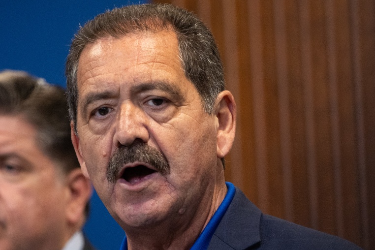 U.S. Rep. Jesus "Chuy" Garcia speaks at a news conference in Chicago in October 2025.