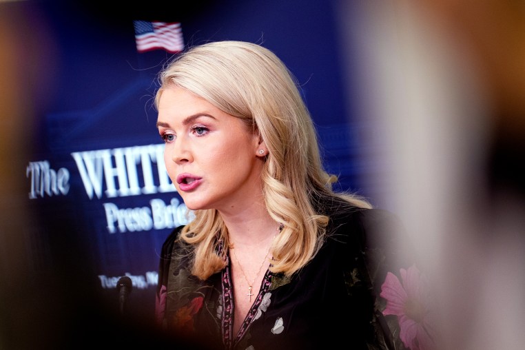 White House press secretary Karoline Leavitt in the Brady Press Briefing Room at the White House.