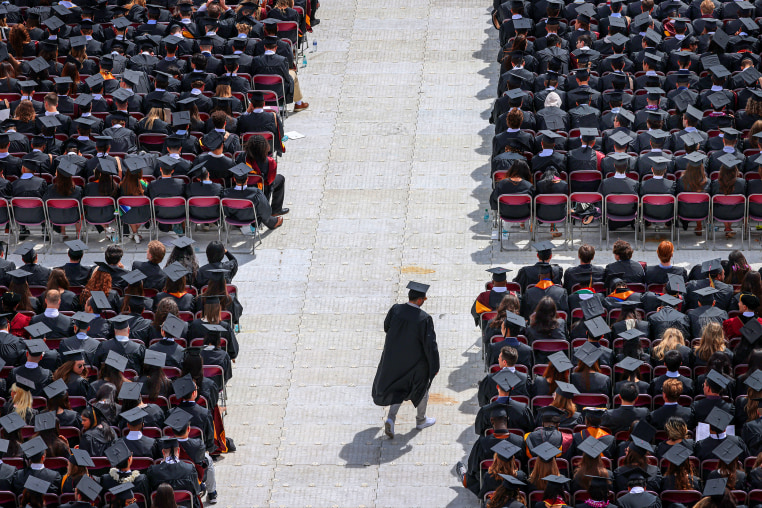 Students at commencement ceremony.