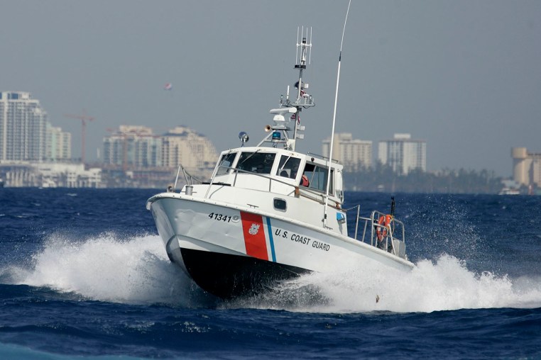 A U.S. Coast Guard boat participates in drill in 2007 off the shore of Miami.