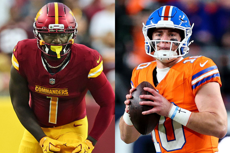Washington Commanders wide receiver Deebo Samuel; Denver Broncos quarterback Bo Nix.