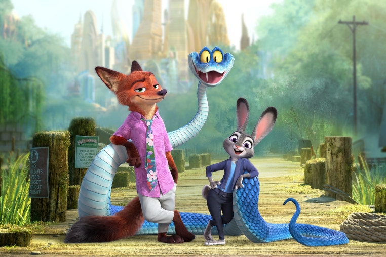 From left, Nick Wilde, Judy Hopps, and Gary De'Snake.