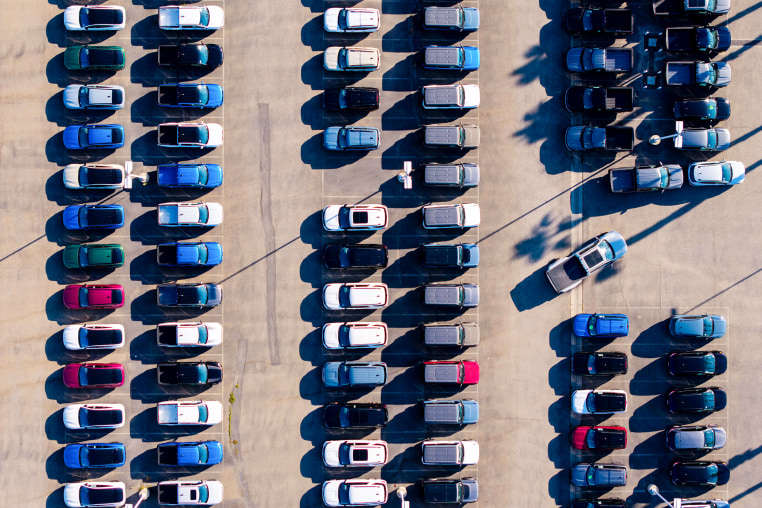 Ford car dealership birds-eye view.
