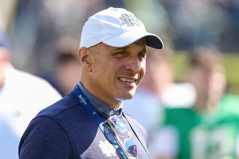 Notre Dame Athletic Director Pete Bevacqua at a football game in April 2025.