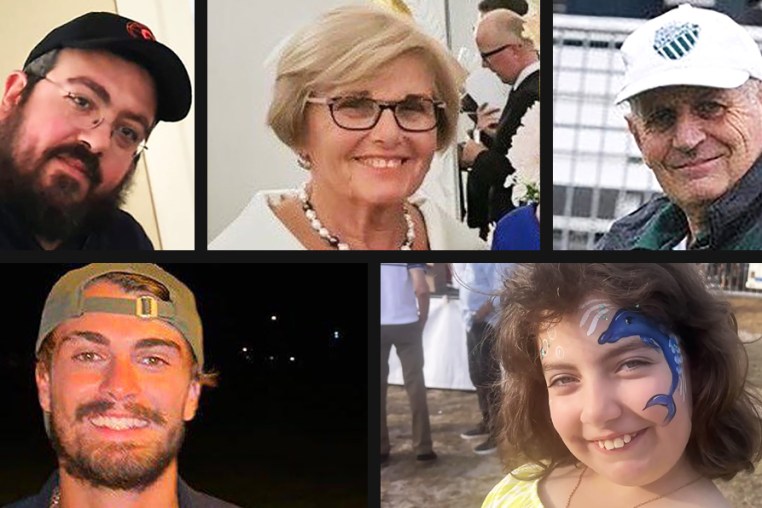 Five of the Bondi Beach shooting victims, from top left clockwise, Rabbi Eli Schlanger, Marika Pogany, Peter Meagher, Matilda Britvan and Dan Elkayam.