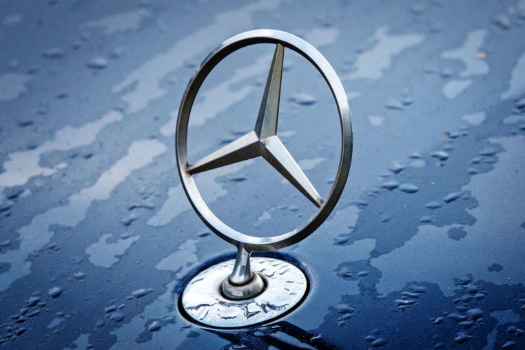 A Mercedes-Benz hood ornament.
