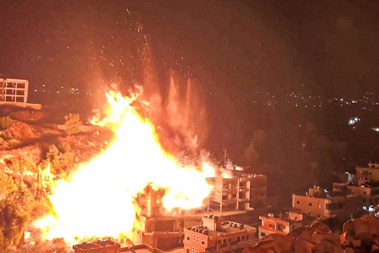 This image grab from an AFPTV footage taken on January 5, 2026, shows an Israeli strike on the  village of Kfar Hatta, in southern Lebanon.