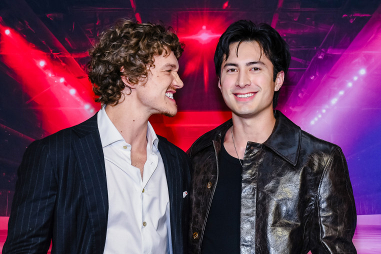 Connor Storrie, left, and Hudson Williams pose together