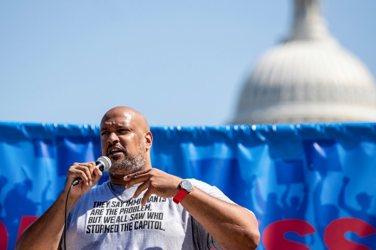Harry Dunn speaks at a rally