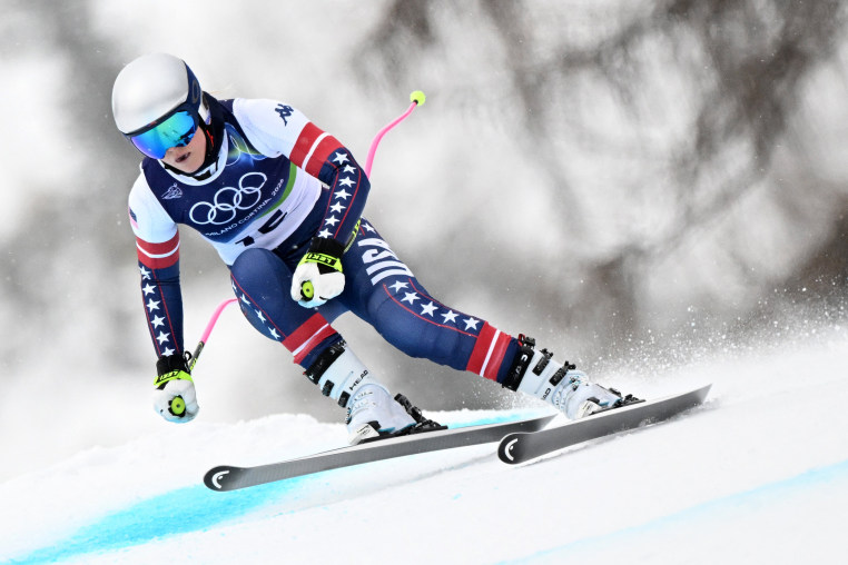 Lindsey Vonn of Team USA trains for the women's downhill in Cortina d'Ampezzo, Italy on Feb. 7, 2026.