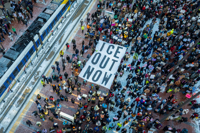 Protesters marched through downtown Minneapolis, Minnesota.