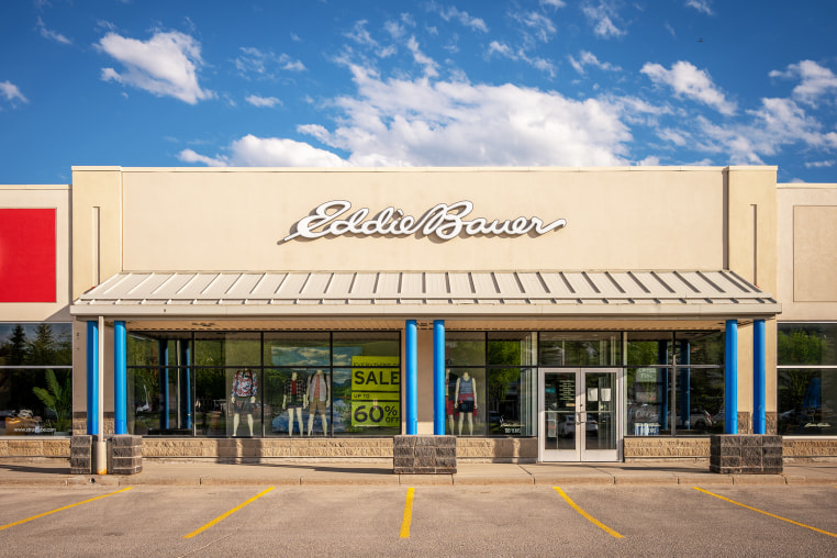 Calgary, Alberta - June 3, 2021: Exterior facade of an Eddie Bauer store in Calgary.