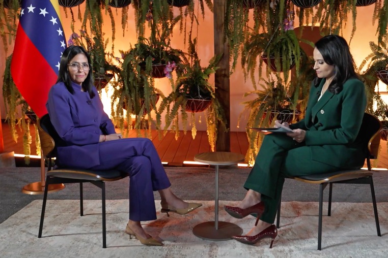 acting Venezuelan President Delcy Rodríguez’s and NBC's Kristen Welker