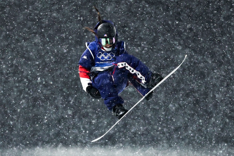 Chloe Kim snowboards