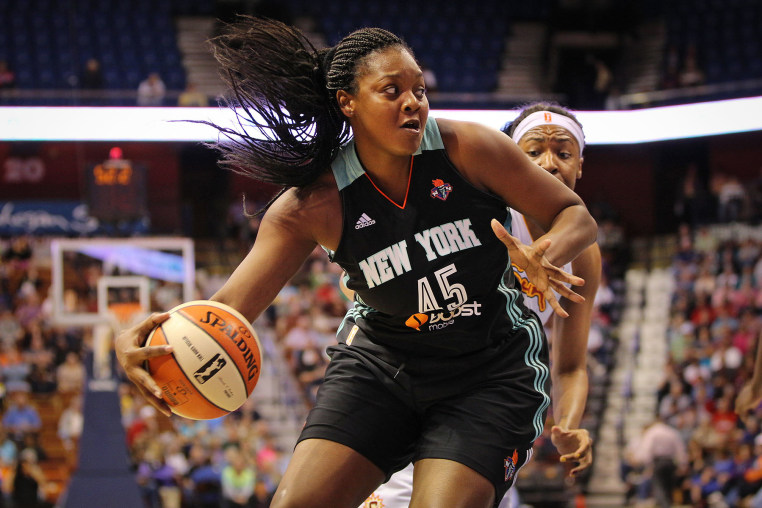 Kara Braxton of the New York Liberty drives to the basket