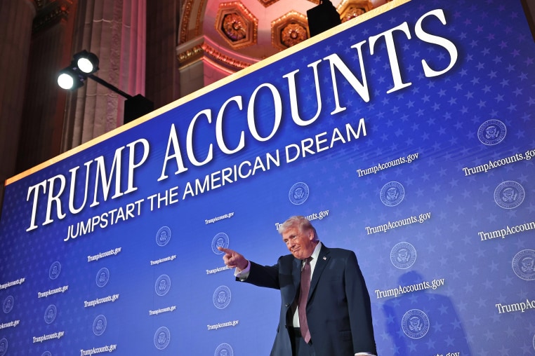 President Donald Trump speaks at at a "Trump Accounts" event on Jan. 28, 2026.
