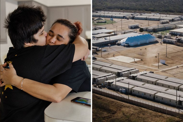 Vilma Bautista and her son, Kenek Lopez; The South Texas Family Residential Center in Dilley; 
