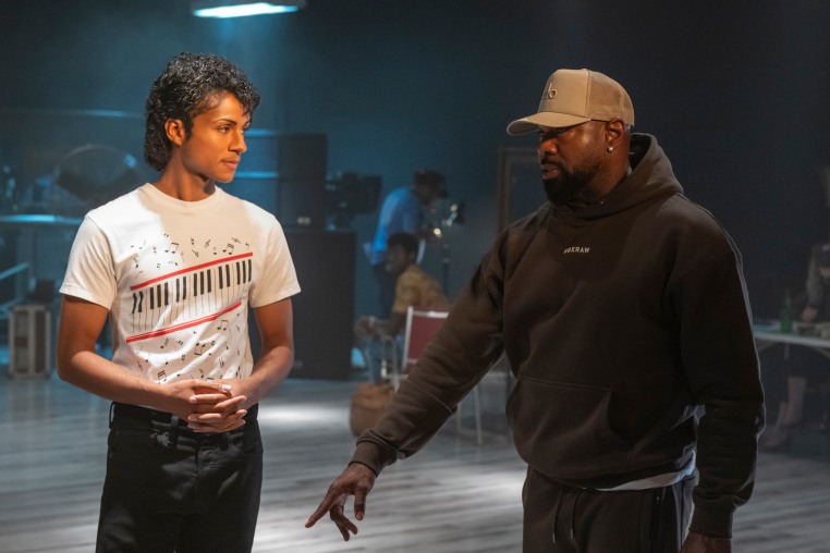Jaafar Jackson as Michael Jackson and "Michael" director Antoine Fuqua.