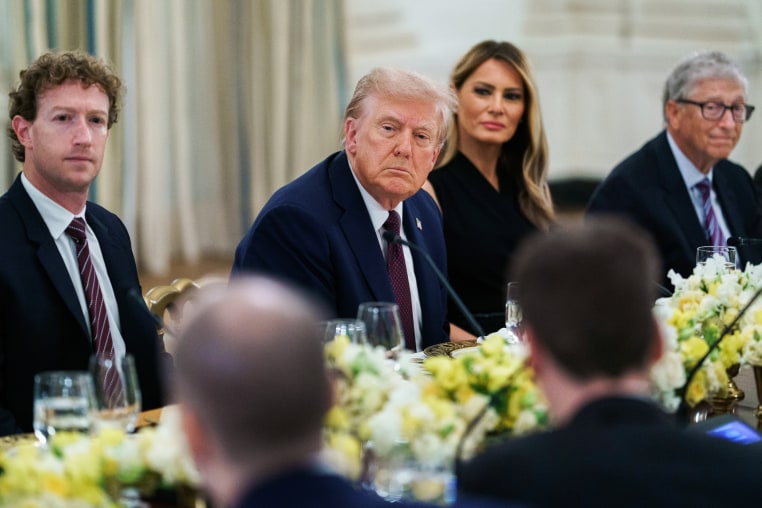 US President Donald Trump, First Lady Melania Trump along tech leaders at the White House.