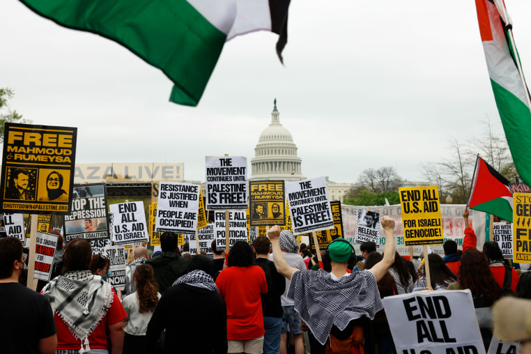 Pro-Palestinian demonstrators march in Washington D.C.,