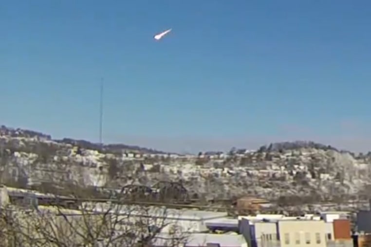A meteor streaks the sky in the Pittsburgh area on March 17, 2026.