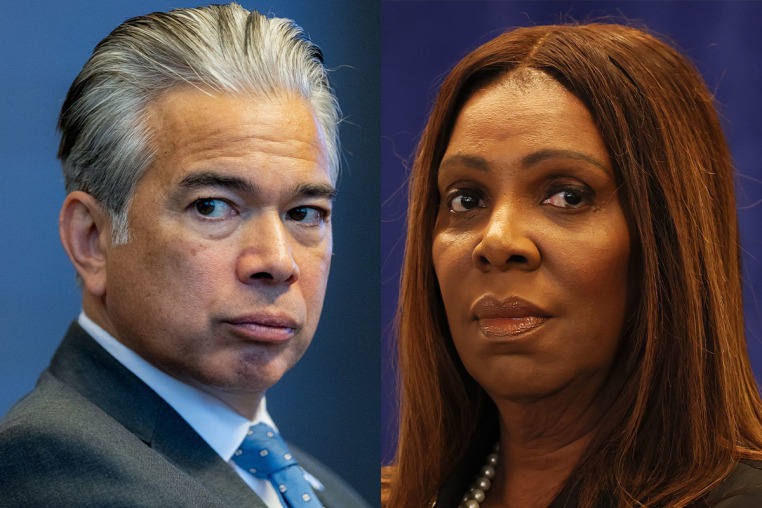 Rob Bonta, attorney general for California and Letitia James, attorney general for New York.