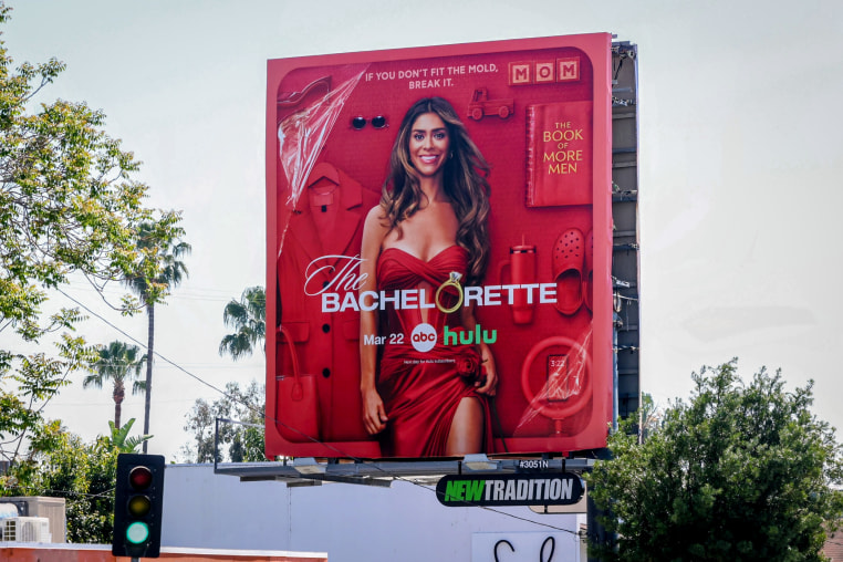 A billboard of The Bachelorette season 22 billboard starring Taylor Frankie Paul.