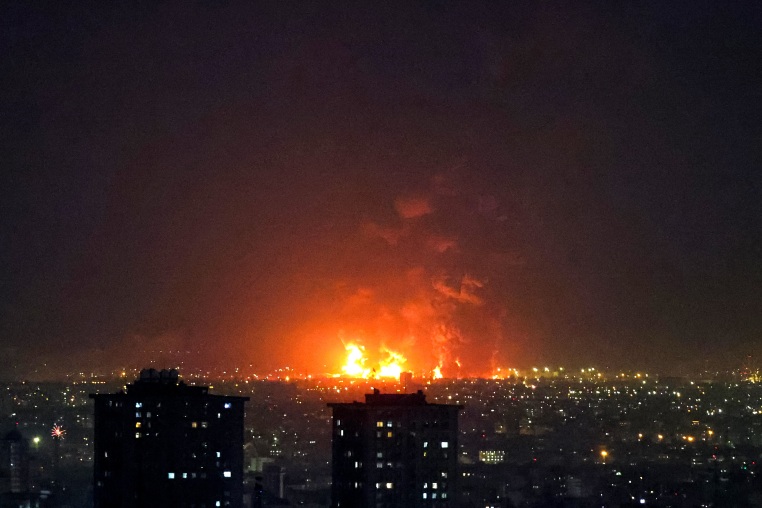 Explosions erupt following strikes at Tehran Oil Refinery in Tehran on March 7.