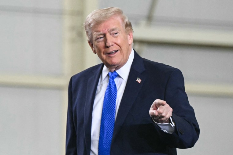 President Donald Trump arrives for a roundtable in Memphis