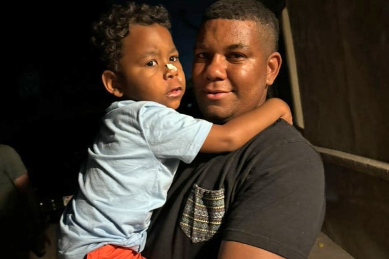 Leonardo with his son, Gael.