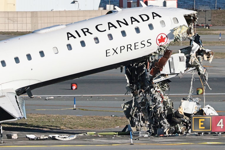Image: *** BESTPIX *** Air Canada Express Plane Collides With Fire Truck At LaGuardia Airport